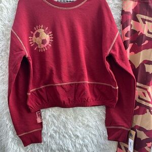 New Umbro Red Graphic Sweatshirt with leggings set
